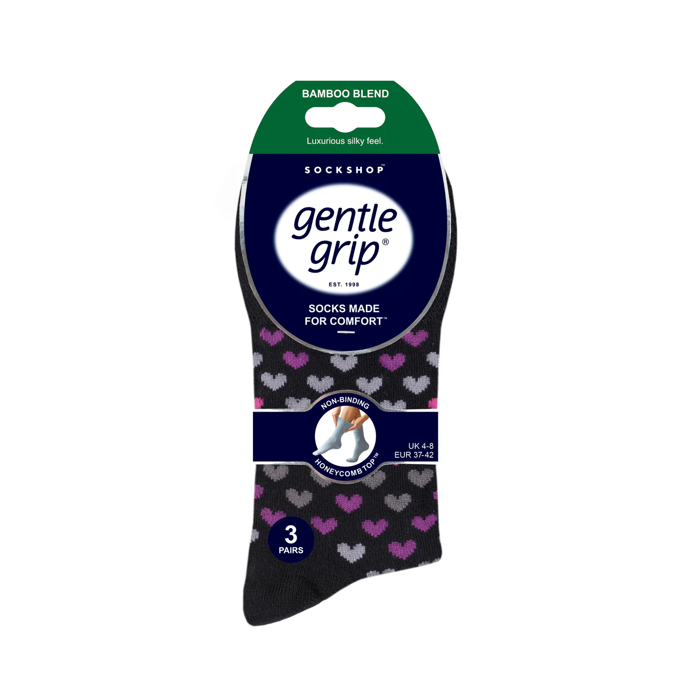 3 Pairs Ladies Bamboo Socks - Black/Berry - Image 4