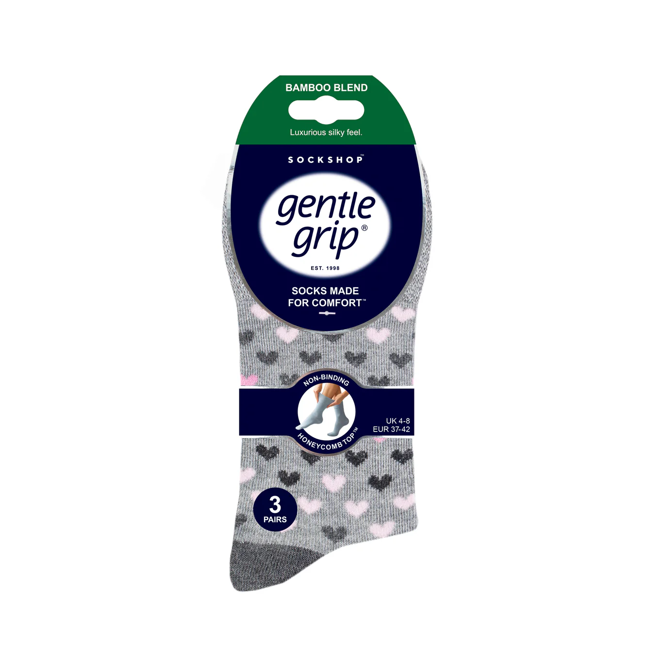 3 Pairs Ladies Bamboo Socks - Grey - Image 4