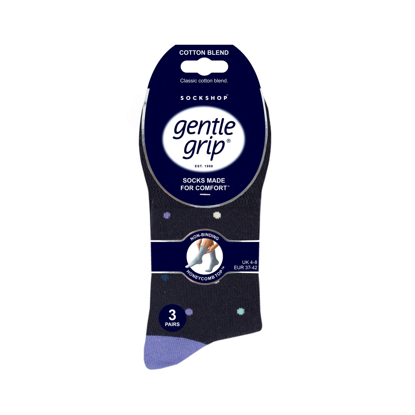 3 Pairs Ladies Cotton Socks - Eclipse Polka Dot - Image 4