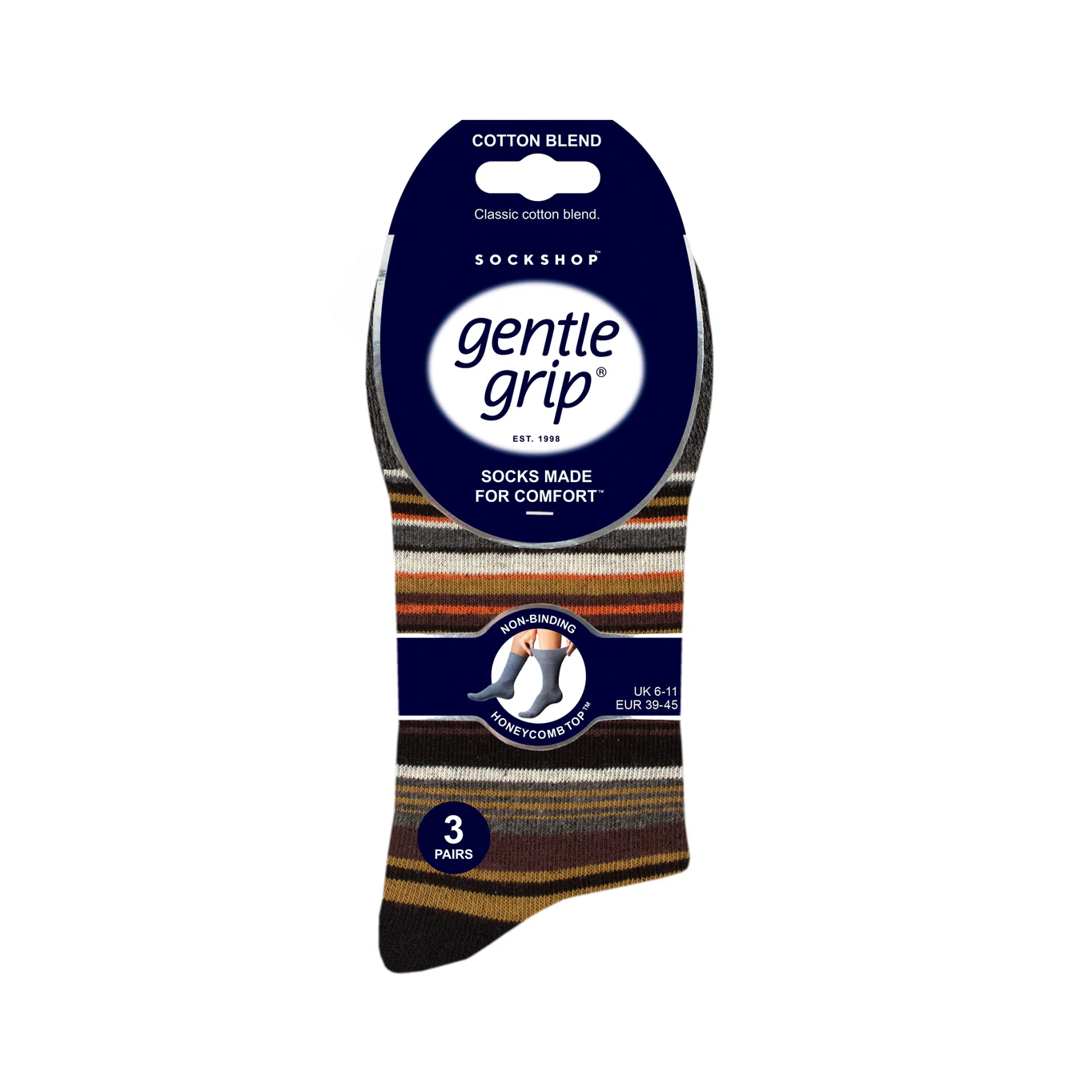 3 Pairs Men's Cotton Socks - Dimension Stripe - Image 4