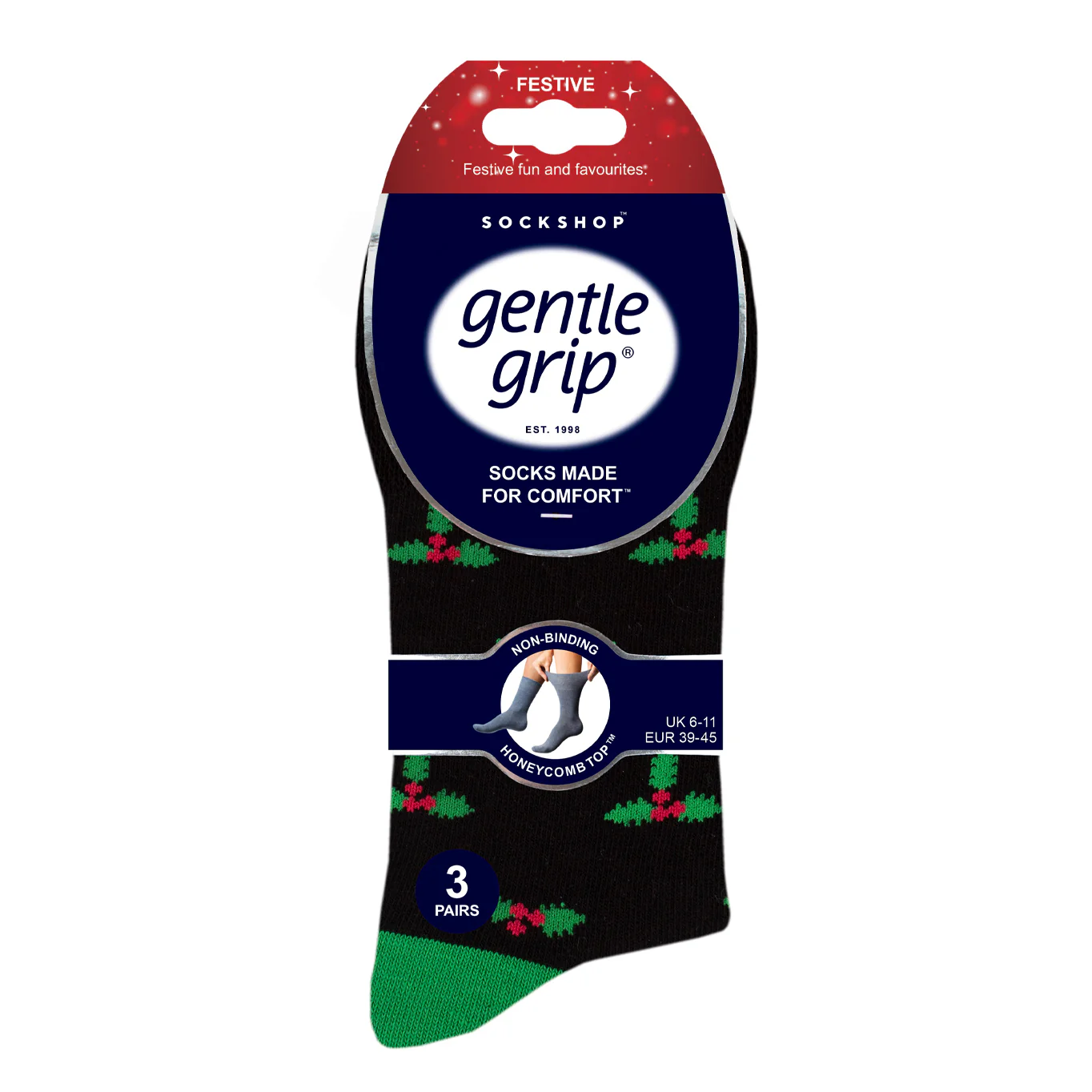 3 Pairs Men's Fun Feet Christmas Socks - Novelty Mix Pattern - Image 3