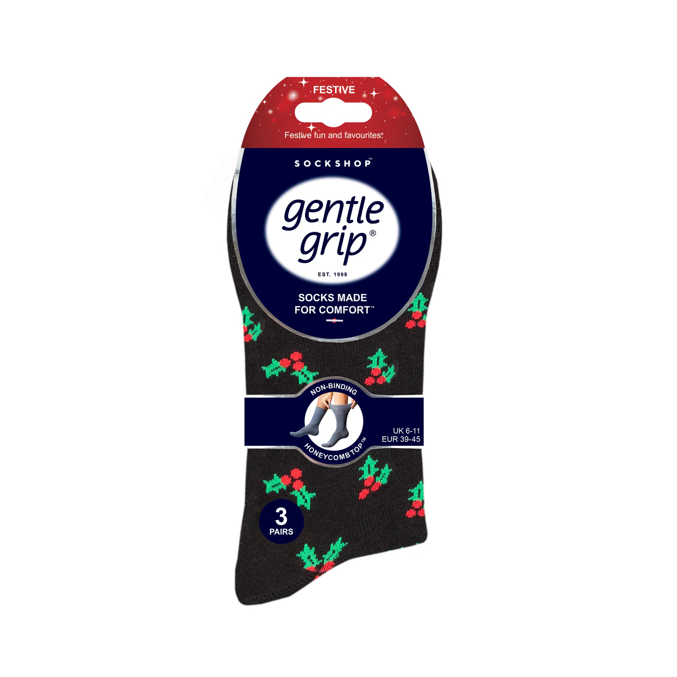3 Pairs Men's Fun Feet Christmas Socks - Santa Mix - Image 3
